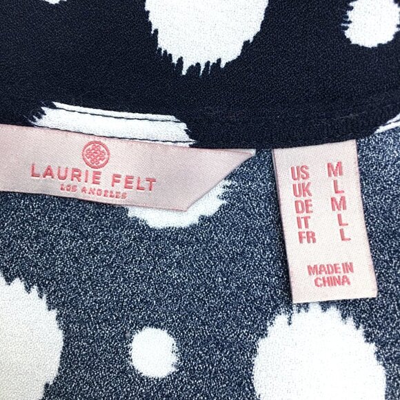 Laurie Felt Women's Black and White Blouse Wrap Top Long Sleeves Medium - Picture 7 of 10